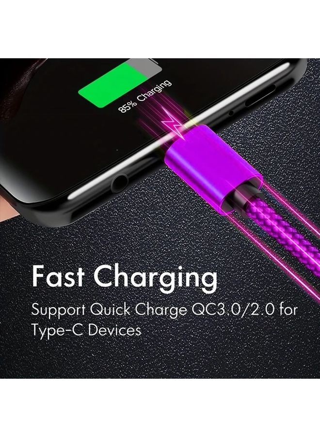 Red 78 74 Inch 60W Fast Charging USB A to Type C Nylon Braided Cable for Galaxy S22 S21 Note 20 Pixel - Image 5